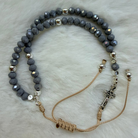 Minirosario- cristales Ajustables con Hematitas