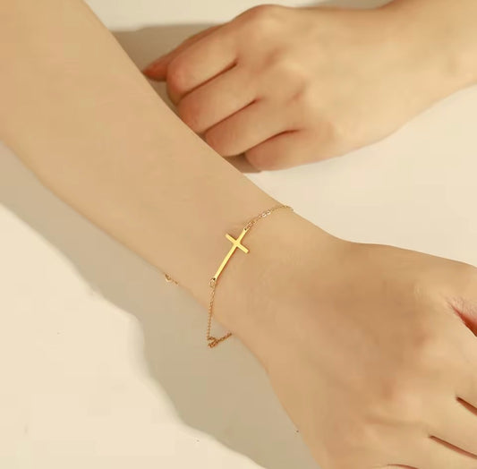 Acero-pulsera de cruz