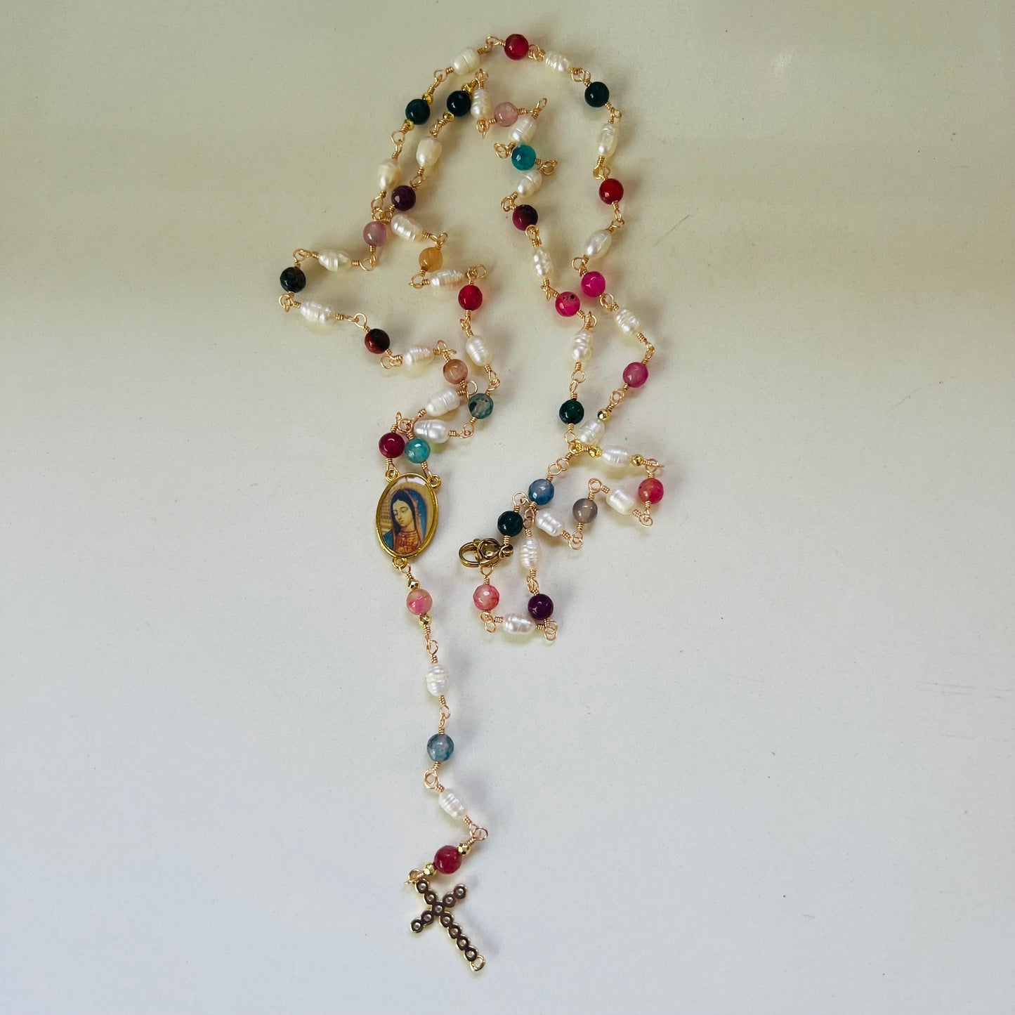 Rosary - Pearl and Agate Rosary Knot