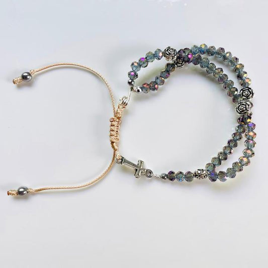 Mini-rosary - iridescent gray crystals