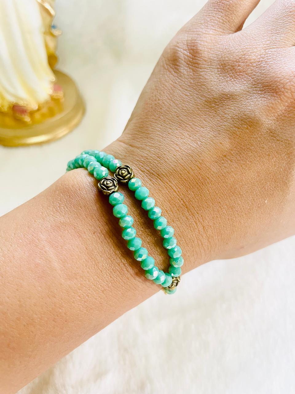 Mini-rosary - aqua crystals