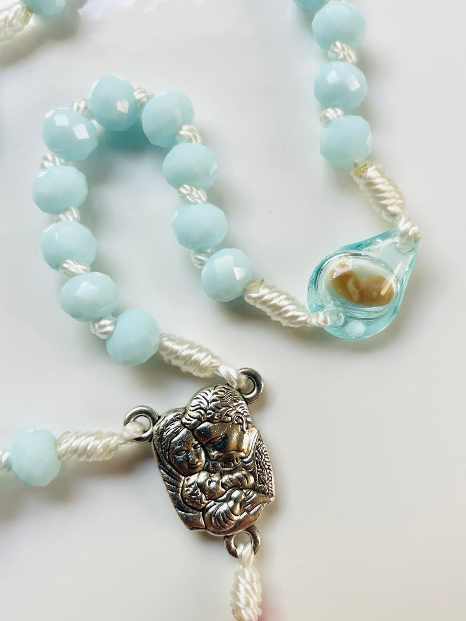 Special Camandula Rosaries, Provida brand, light blue color.