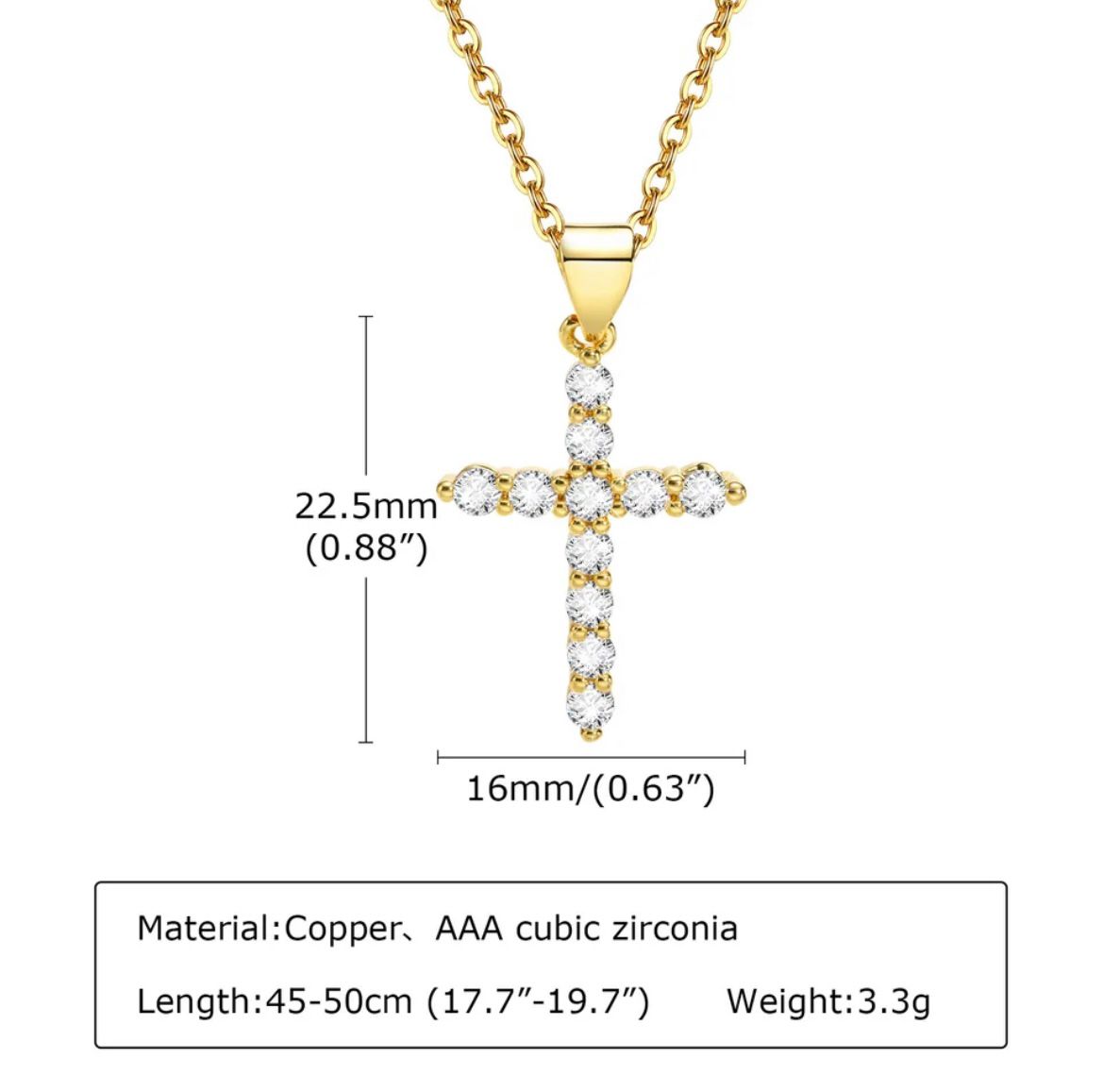 Bisuteria religiosa -collar con cruz de circonias