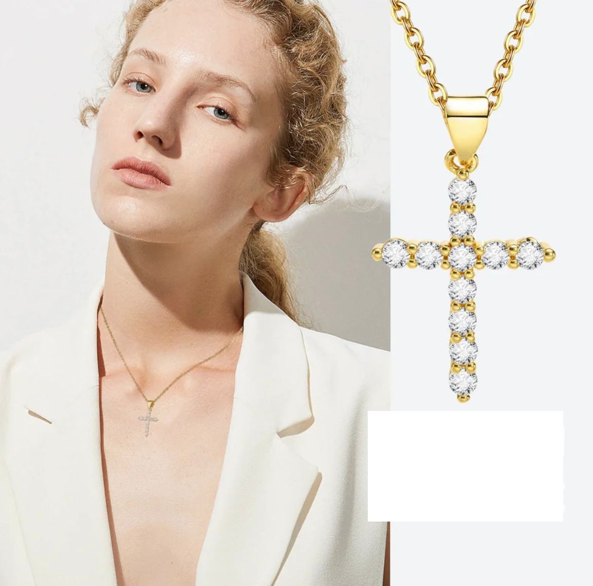 Bisuteria religiosa -collar con cruz de circonias
