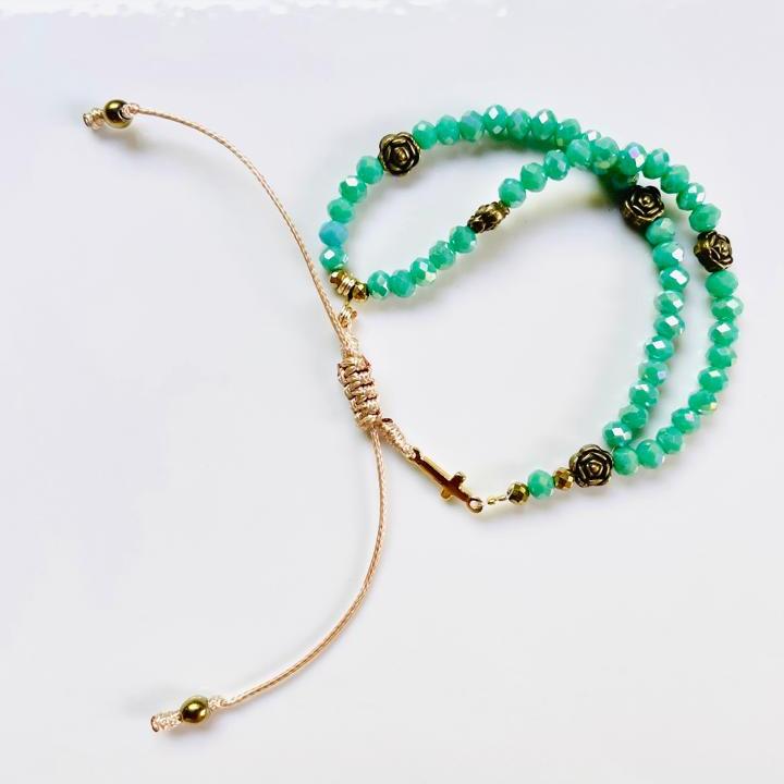 Mini-rosary - aqua crystals