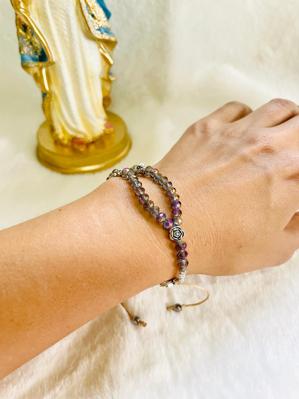 Mini-rosary - iridescent gray crystals