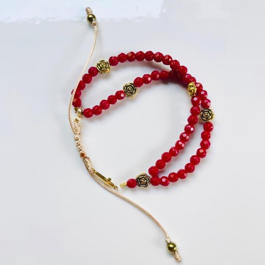 Mini-rosary - red natural stones