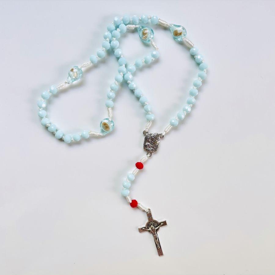 Special Camandula Rosaries, Provida brand, light blue color.