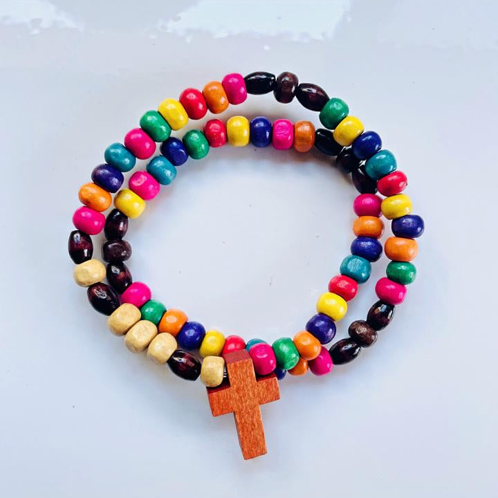 Pulseras Rosarios /madera de colores