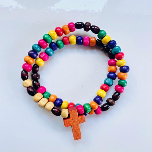 Pulseras Rosarios /madera de colores