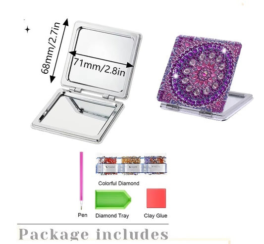Diamond Painting Purple Hand Mirror