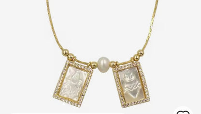Scapular Collection - Scapular Necklace with mother-of-pearl and zirconias