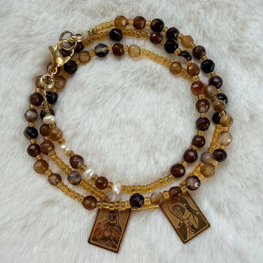 Coleccion Escapulario - Pulsera Escapulario con piedras Agathas Mini (pieza única)
