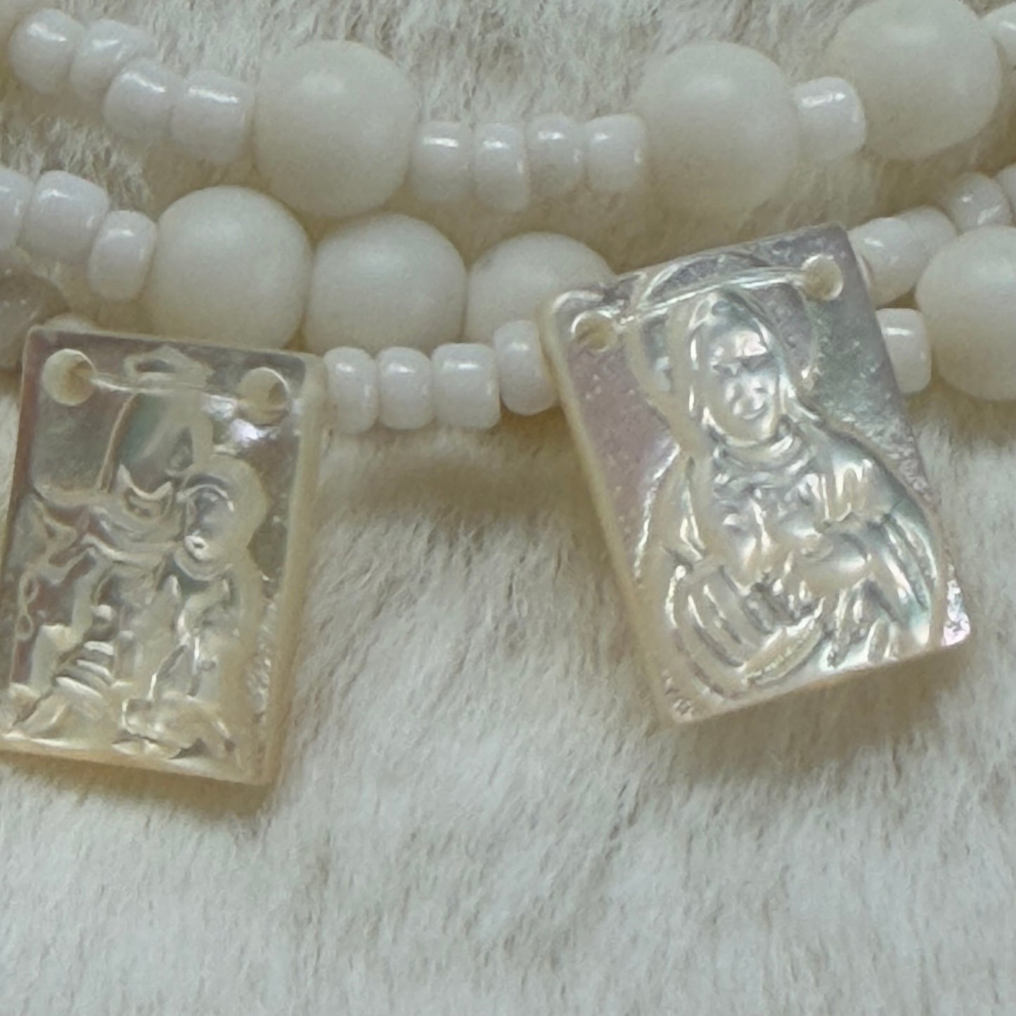 Coleccion Escapulario - Pulsera Escapulario con piedras blancas Mini (único)