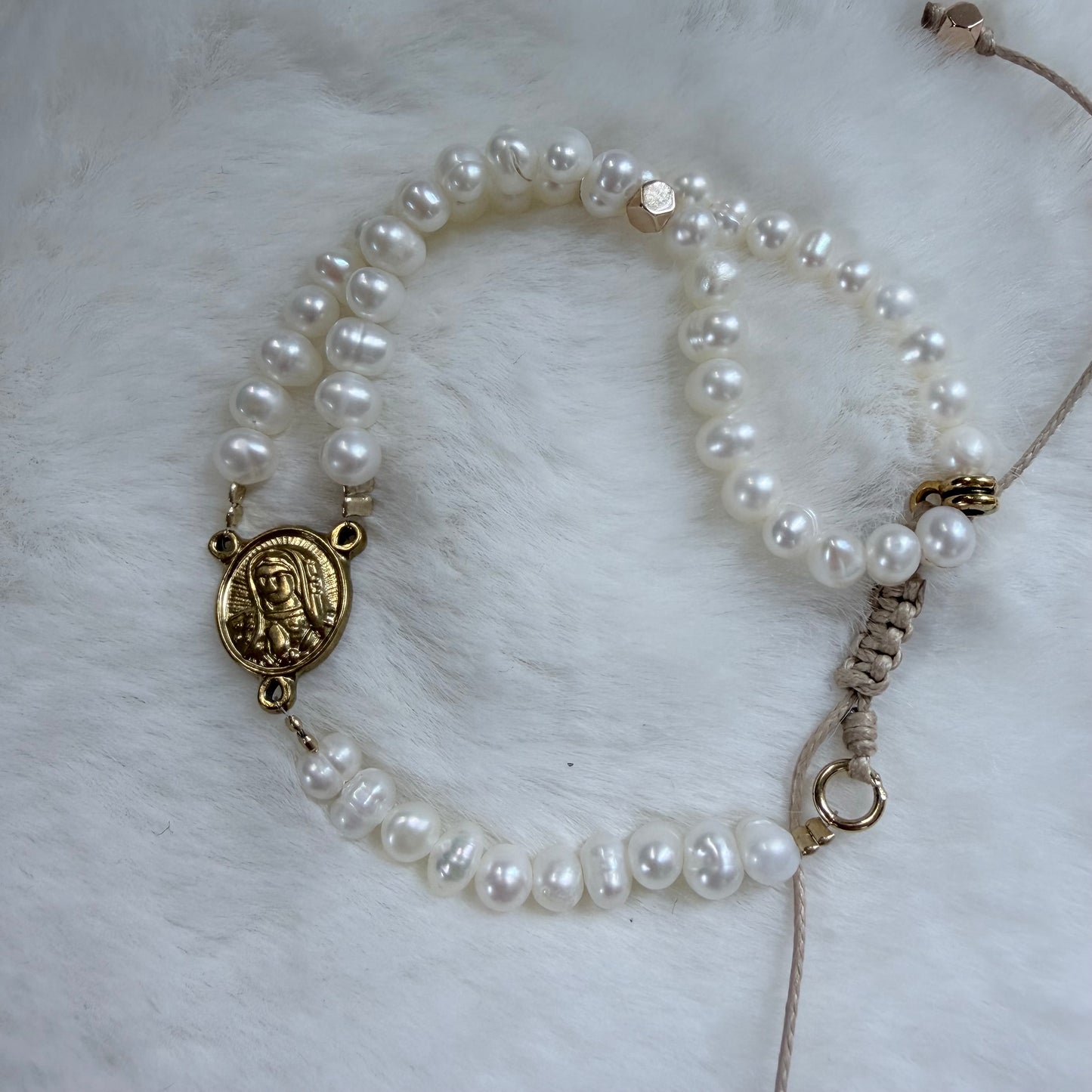 Minirosario- Rosario Pulsera ajustable Perla