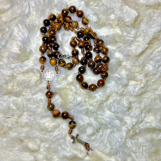 Rosario Pulsera - Tierra Escudo del Cristiano de 8mm - Hombre