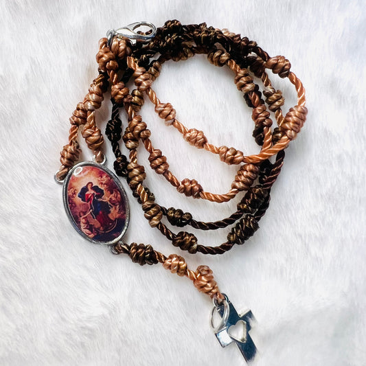 Rosario pulsera NATALIA3- Con medalla y cruz de pewter