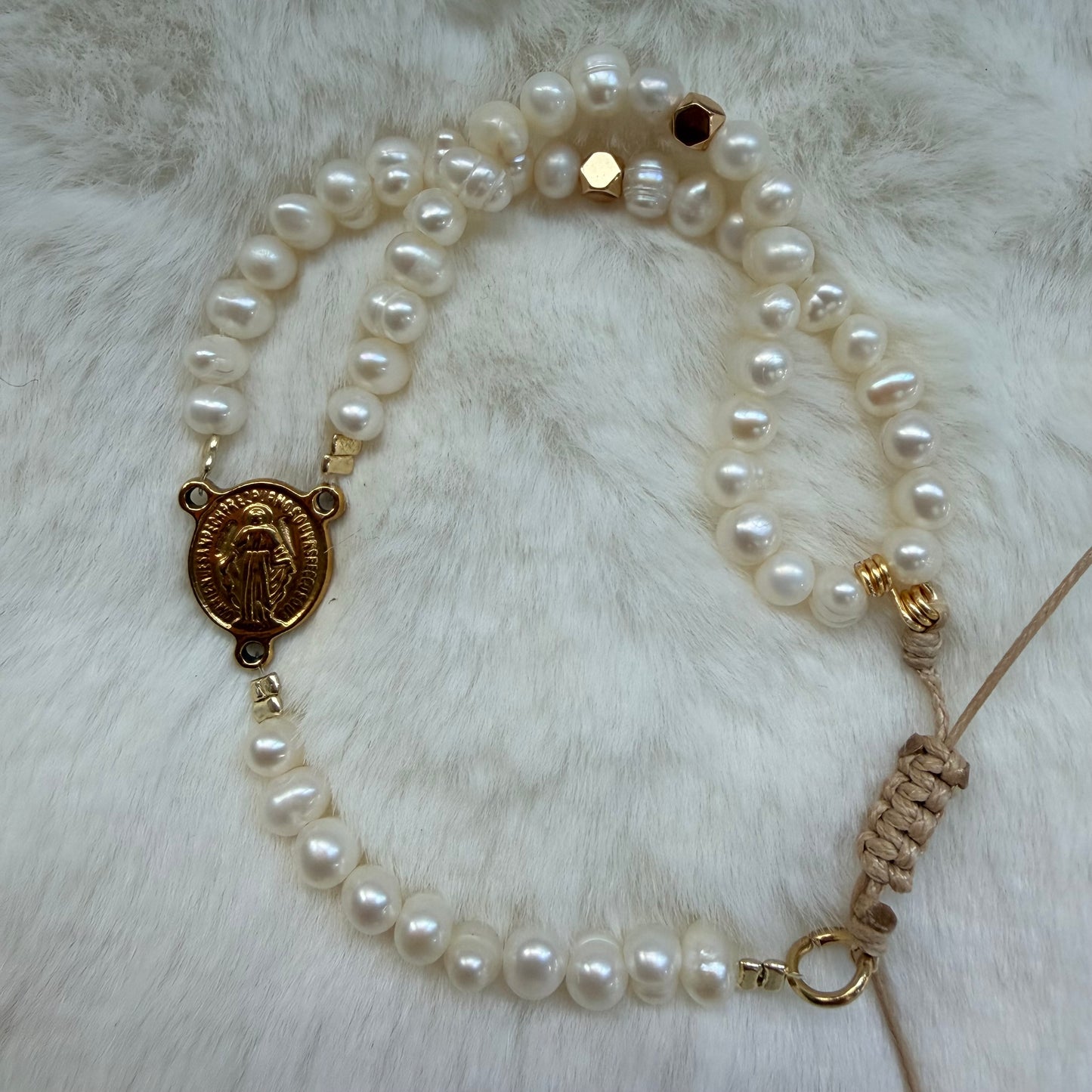 Minirosario- Rosario Pulsera ajustable Perla