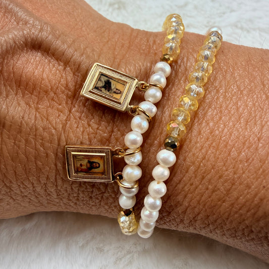 Coleccion Escapulario - Pulsera Escapulario con Perlas y cristales Mini (pieza única)