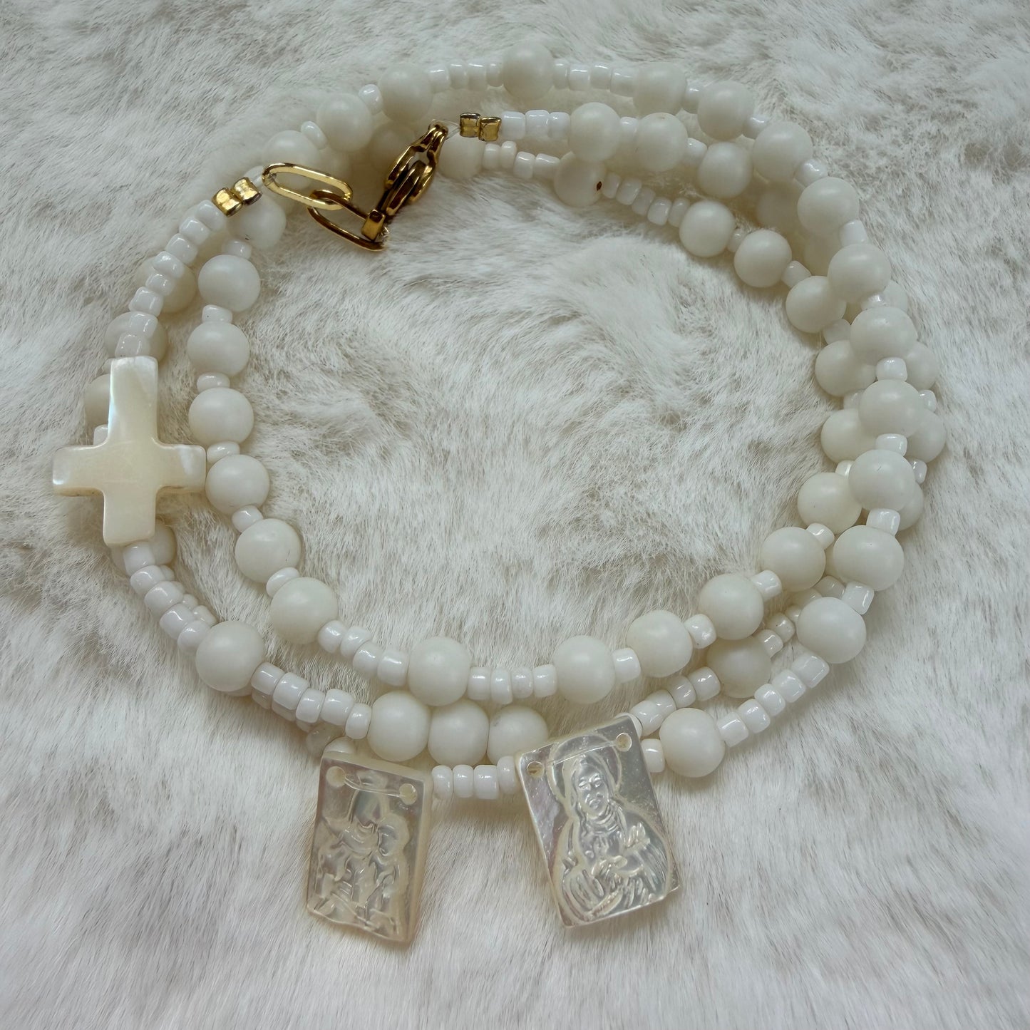 Coleccion Escapulario - Pulsera Escapulario con piedras blancas Mini (único)