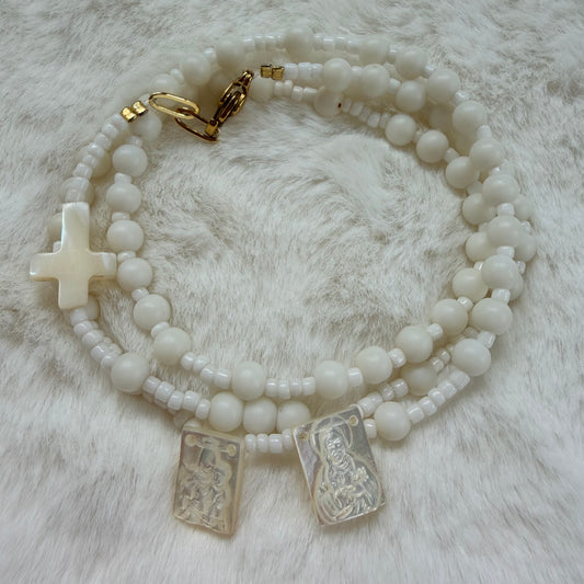 Coleccion Escapulario - Pulsera Escapulario con piedras blancas Mini (único)