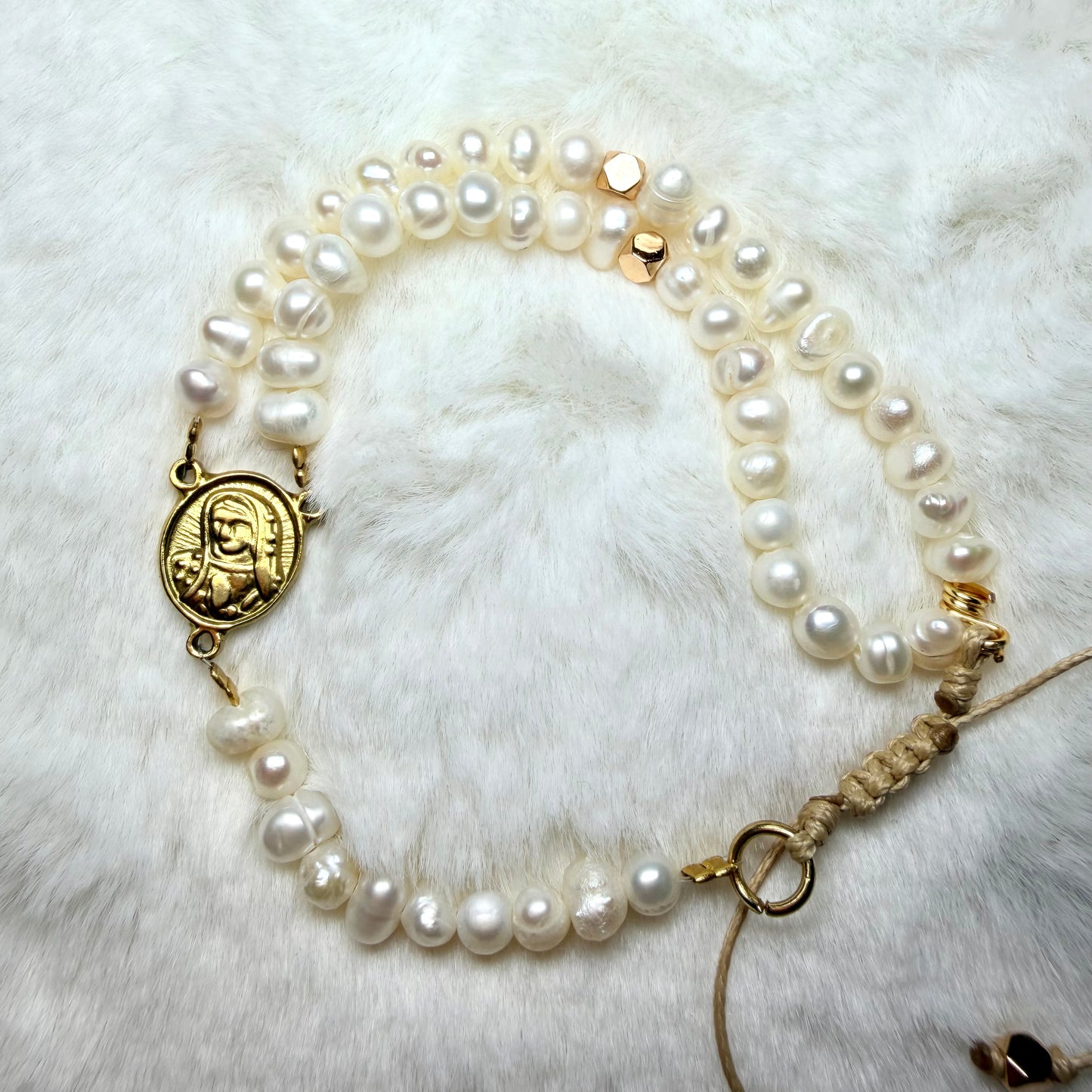 Minirosario- Rosario Pulsera ajustable Perla