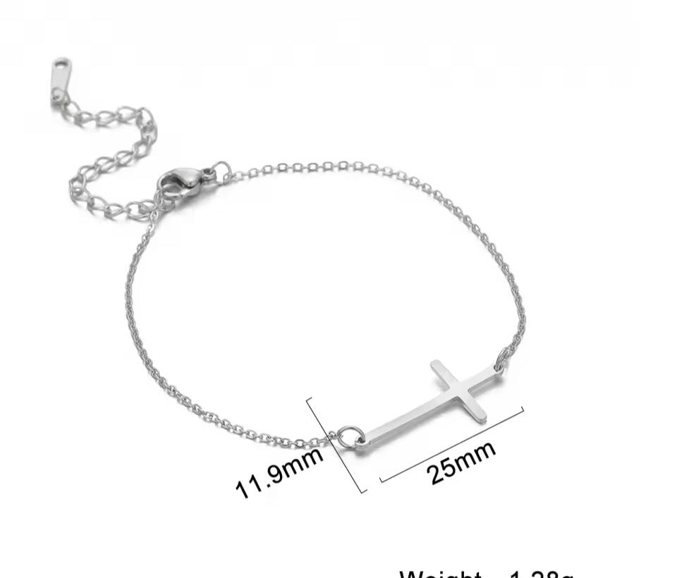 Acero-pulsera de cruz