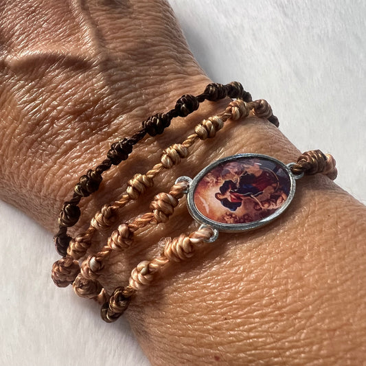 Rosario pulsera NATALIA3- Con medalla y cruz de pewter