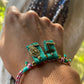 Coleccion Escapulario- Pulsera Tela color aqua-rosa