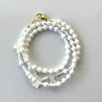 Coleccion Escapulario - Pulsera Escapulario con piedras blancas Mini (único)