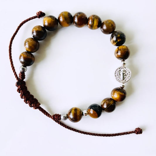 Pulsera - para hombre/ San Benito/ojo de tigre