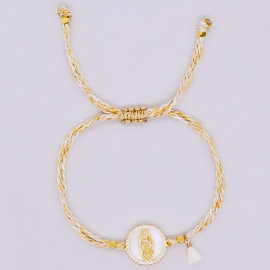 Bisuteria Religiosa - Pulsera virgen de Guadalupe beige