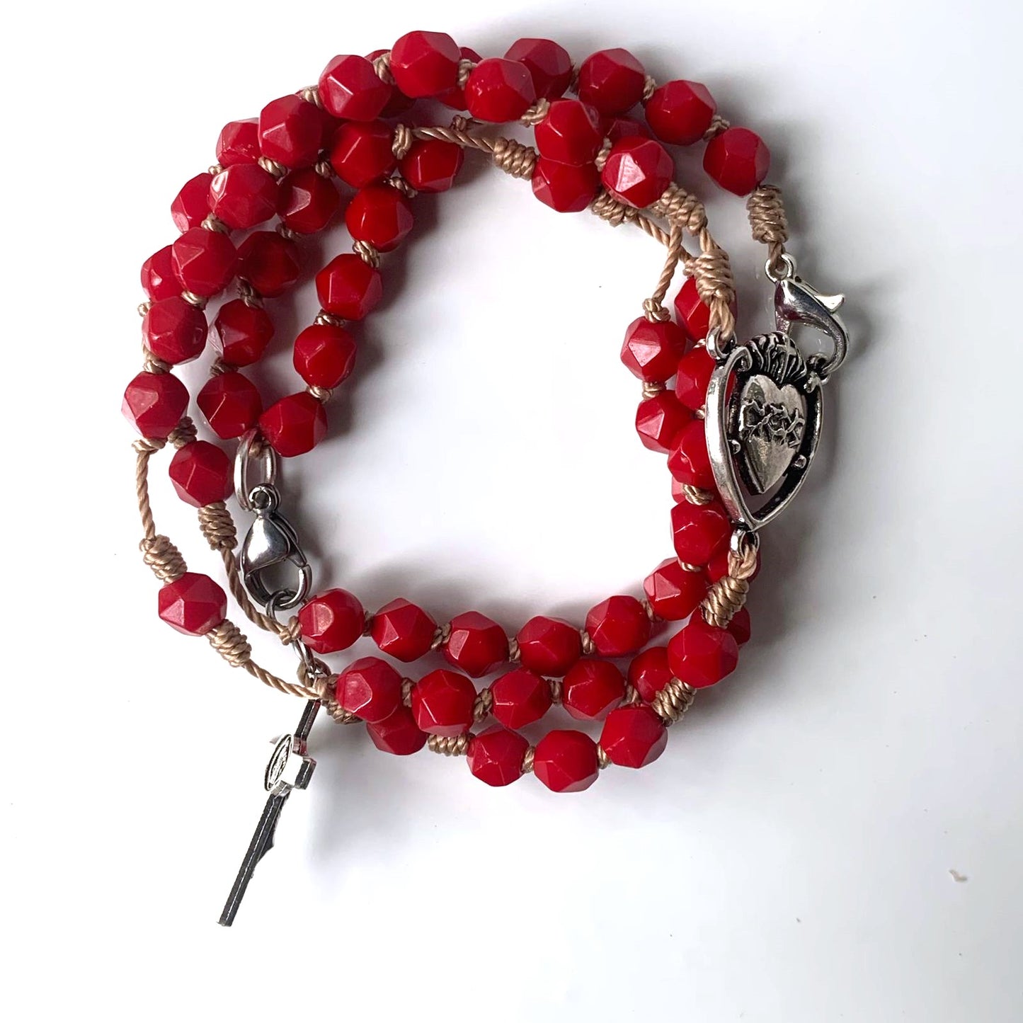 Rosario Sagrado Corazón / cristal faceteado